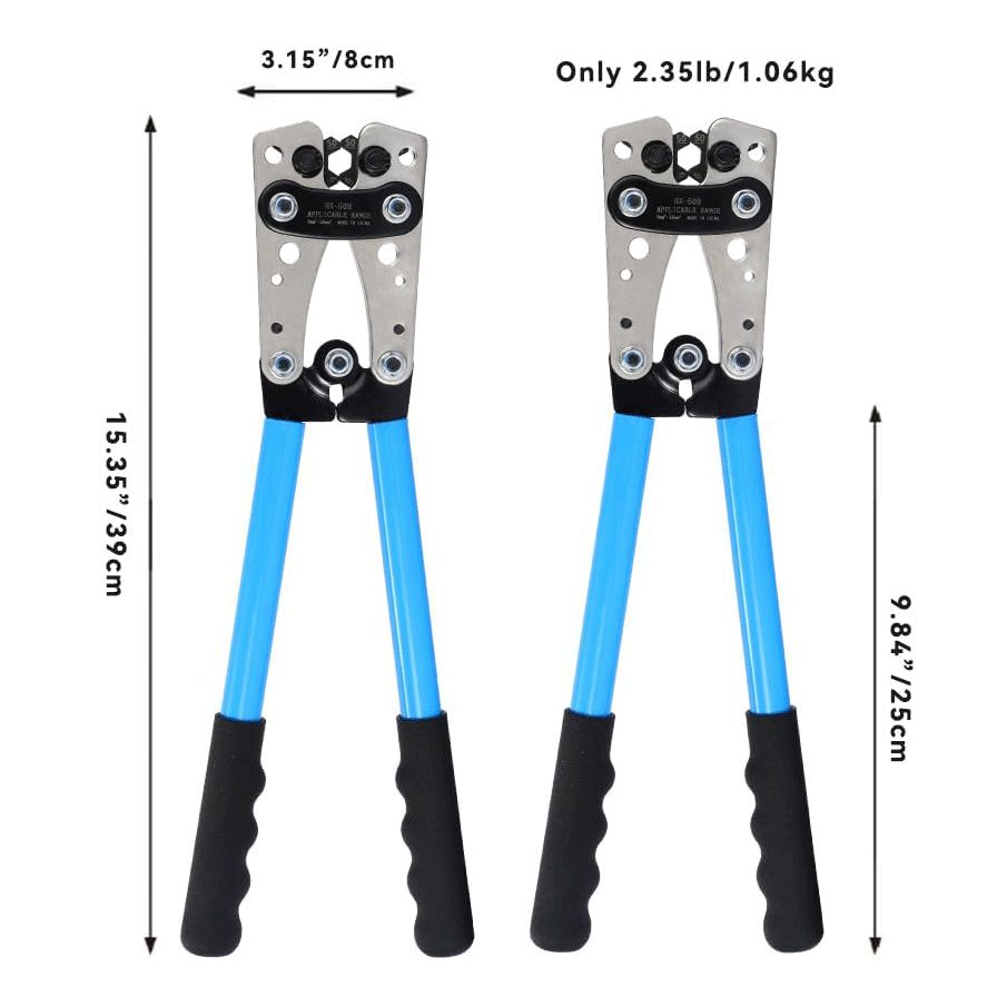 Copper Tube Terminal Crimping Tools Heavy Duty Wire Crimper for Ring Terminals Cable Lugs HX-50B Battery Cable Lug Crimping Tool 10-1 AWG
